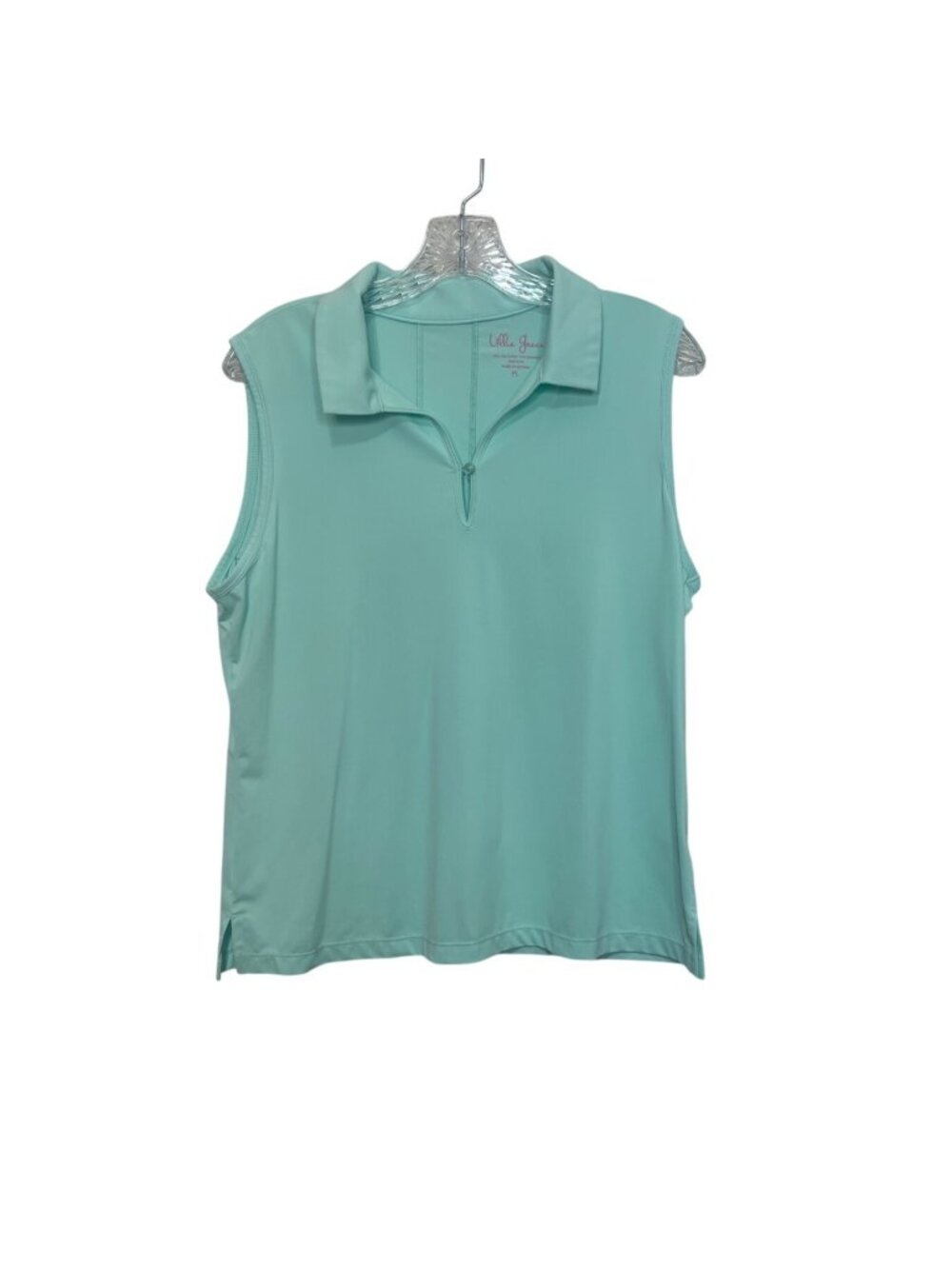 Lillie Green Sleeveless Polo Shirt Womens PL Petite Large Aqua Golf Tennis